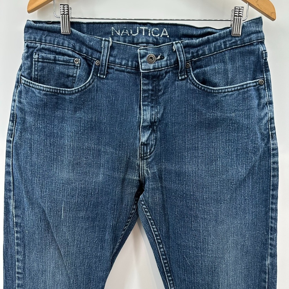 Nautica Jeans Mens 32x32 Blue Denim Stretch Straight Leg Fit 5-Pocket Outdoor